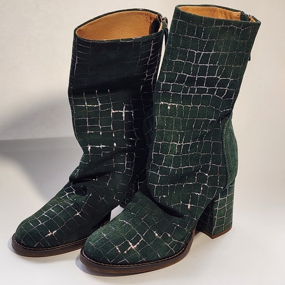 Free People Date Night Elle Slouchy Boots Pine Diamonds New! - Picture 2 of 12